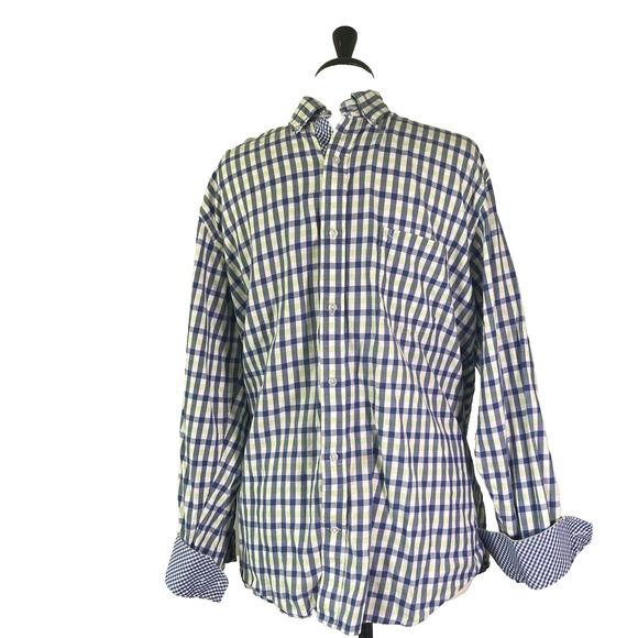 Tailorbyrd Shirt Men's Large Blue Check Button Down Long Sleeve Pocket Casual - Picture 1 of 5